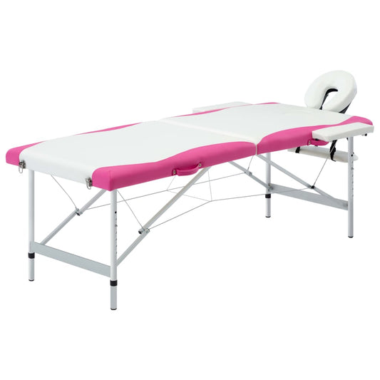 Massagetafel inklapbaar 2 zones aluminium wit en roze is nu te koop bij PeponiXL, paradijselijk wonen!