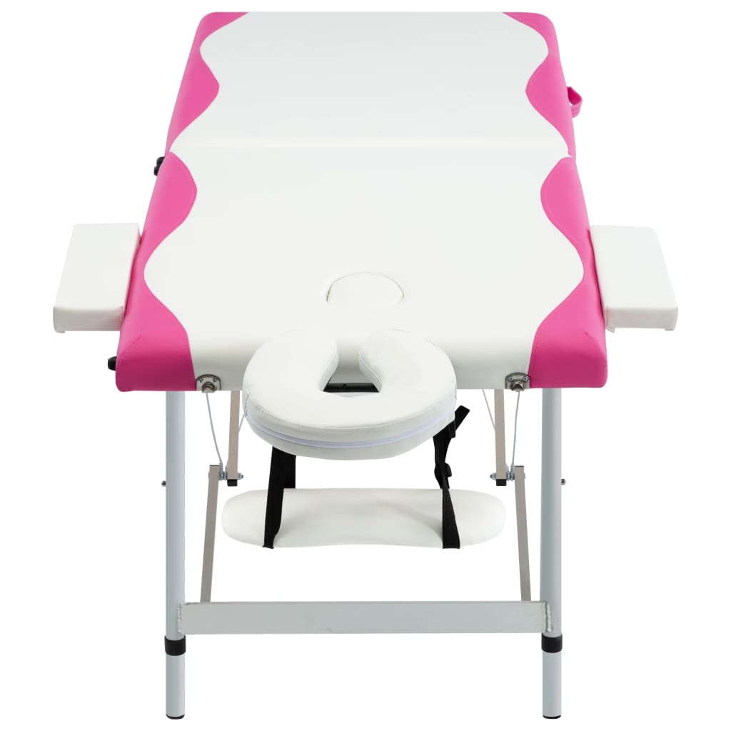 Massagetafel inklapbaar 2 zones aluminium wit en roze is nu te koop bij PeponiXL, paradijselijk wonen!