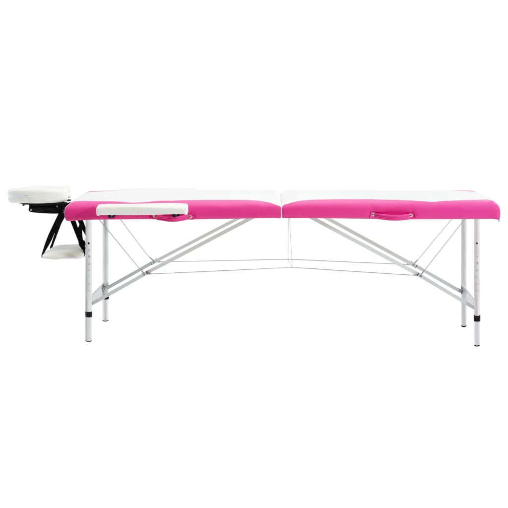 Massagetafel inklapbaar 2 zones aluminium wit en roze is nu te koop bij PeponiXL, paradijselijk wonen!