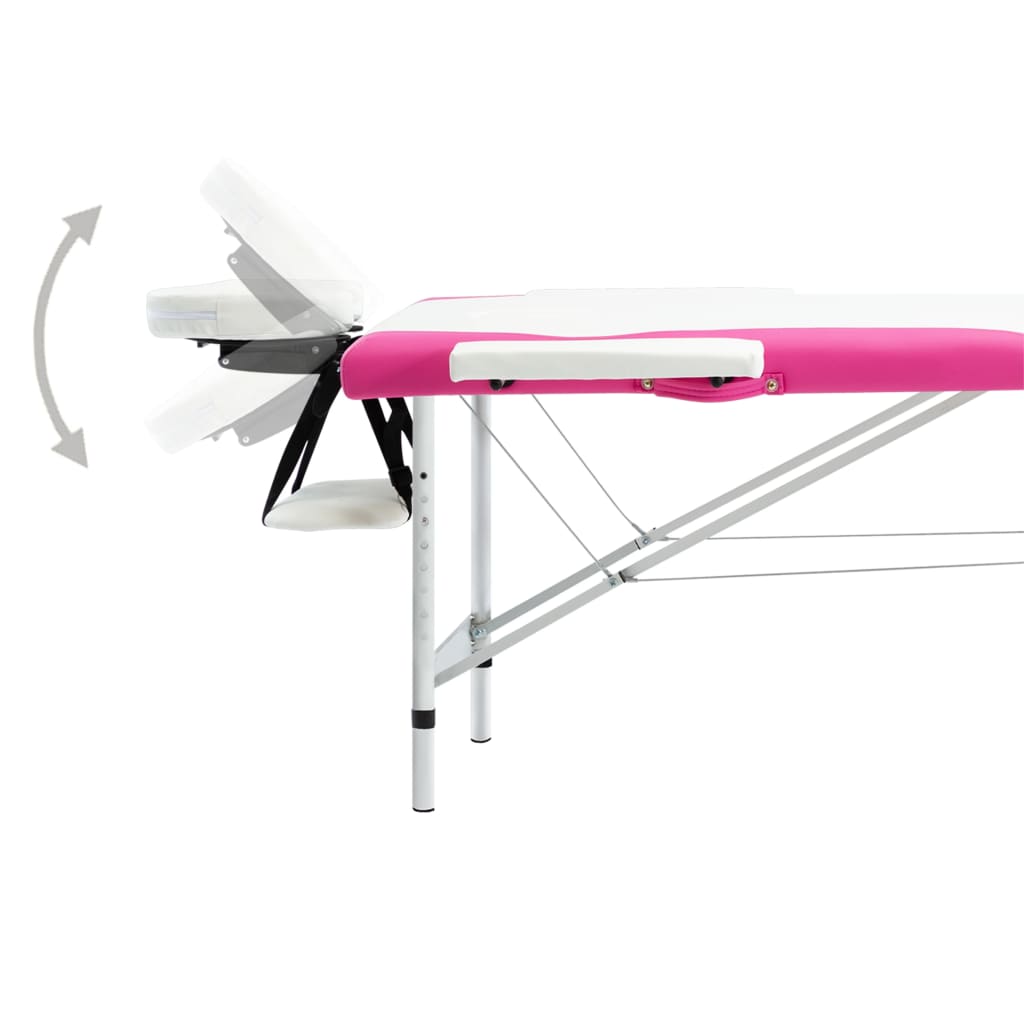 Massagetafel inklapbaar 2 zones aluminium wit en roze is nu te koop bij PeponiXL, paradijselijk wonen!