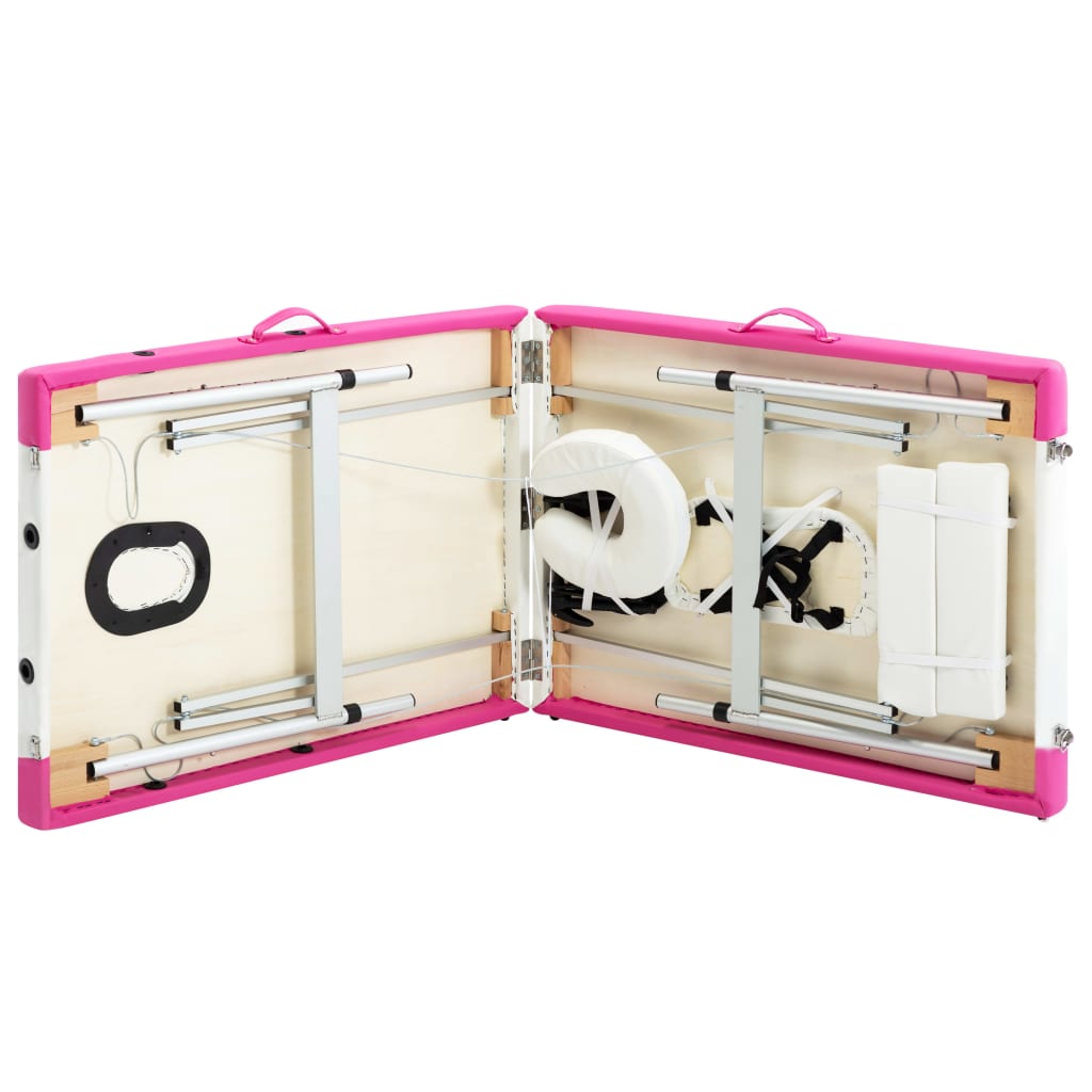 Massagetafel inklapbaar 2 zones aluminium wit en roze is nu te koop bij PeponiXL, paradijselijk wonen!