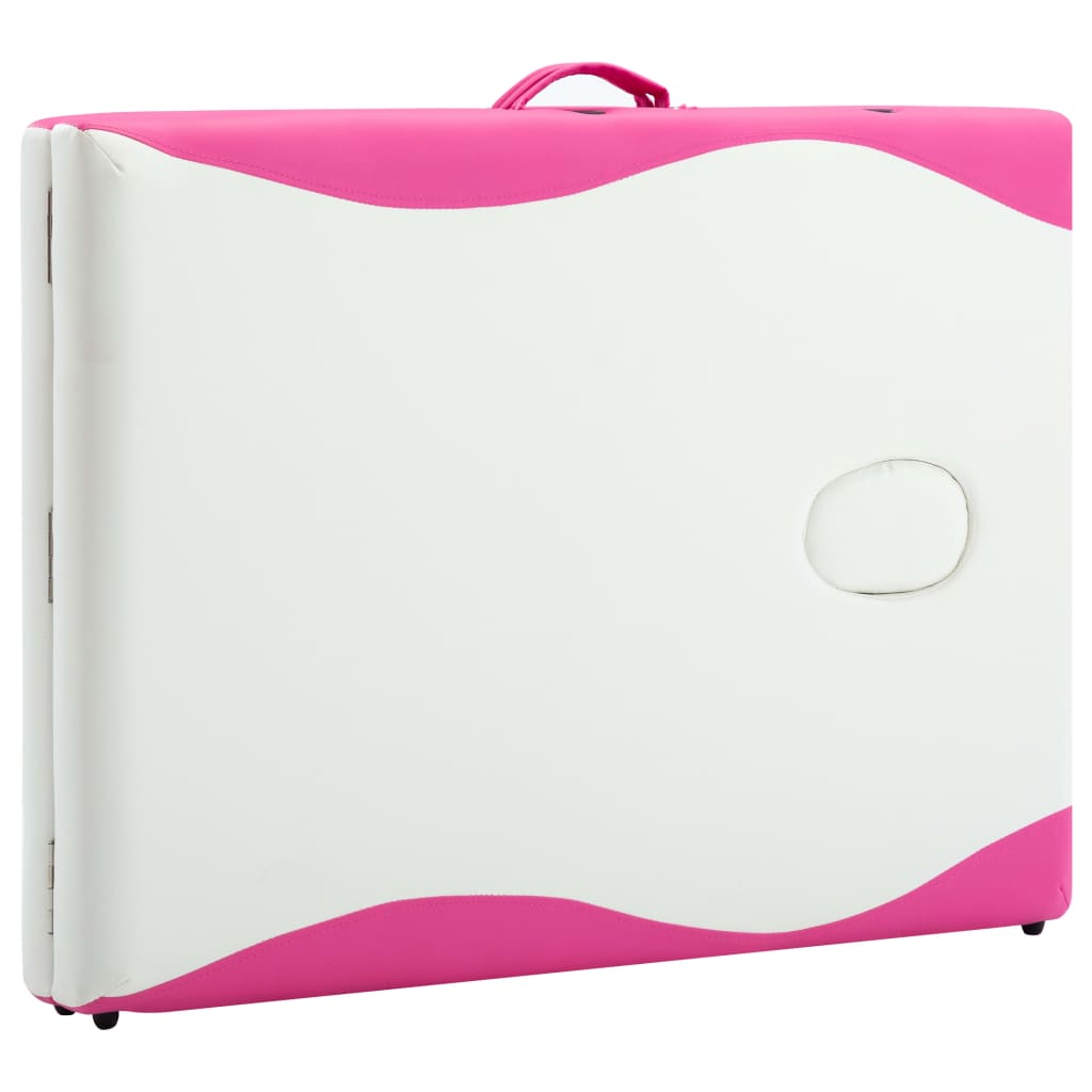 Massagetafel inklapbaar 2 zones aluminium wit en roze is nu te koop bij PeponiXL, paradijselijk wonen!