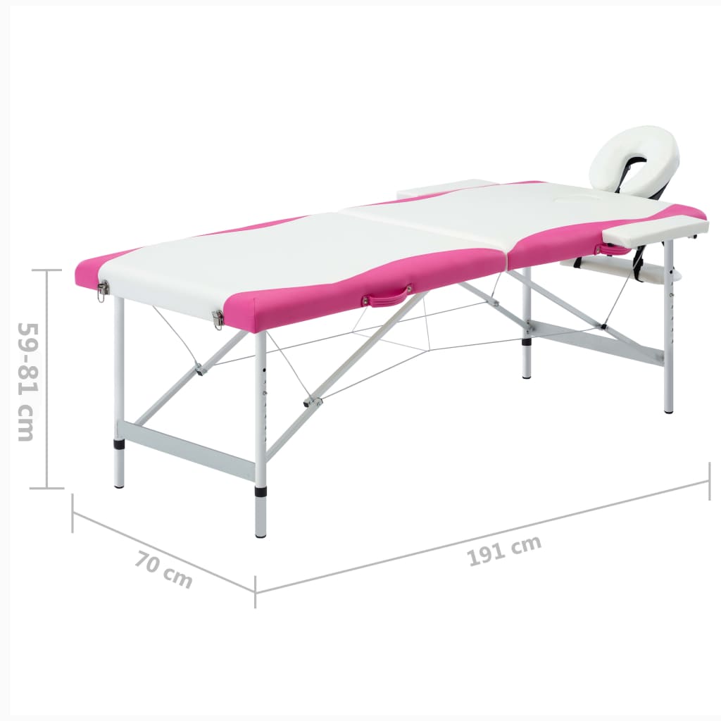 Massagetafel inklapbaar 2 zones aluminium wit en roze is nu te koop bij PeponiXL, paradijselijk wonen!