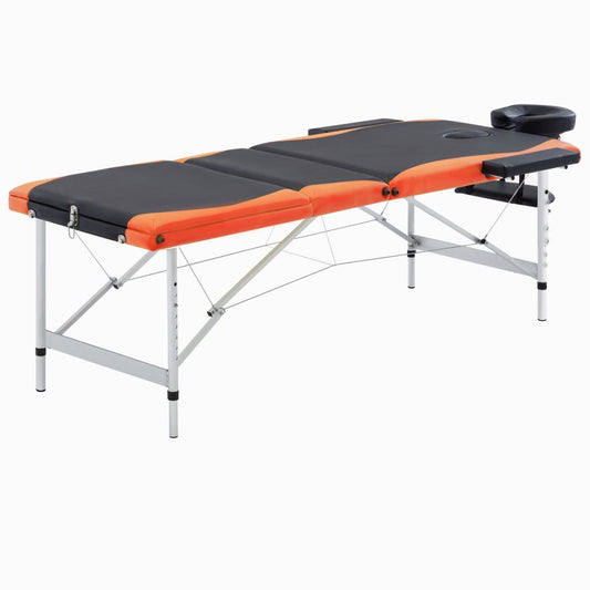 Massagetafel inklapbaar 3 zones aluminium zwart en oranje is nu te koop bij PeponiXL, paradijselijk wonen!