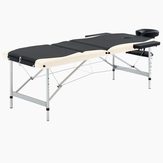 Massagetafel inklapbaar 3 zones aluminium zwart en beige is nu te koop bij PeponiXL, paradijselijk wonen!