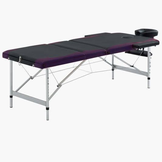 Massagetafel inklapbaar 3 zones aluminium zwart en paars is nu te koop bij PeponiXL, paradijselijk wonen!