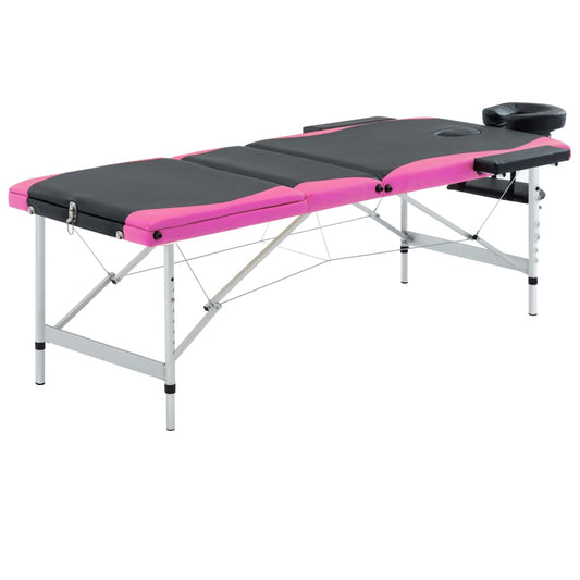 Massagetafel inklapbaar 3 zones aluminium zwart en roze is nu te koop bij PeponiXL, paradijselijk wonen!