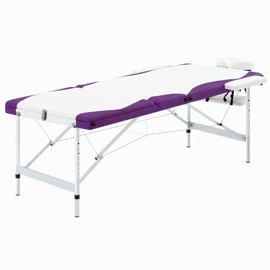 Massagetafel inklapbaar 3 zones aluminium wit en paars is nu te koop bij PeponiXL, paradijselijk wonen!