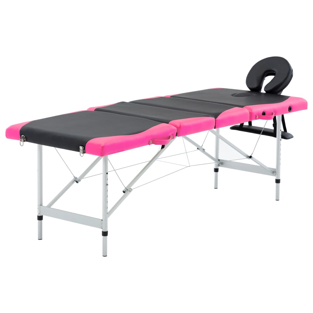 Massagetafel inklapbaar 4 zones aluminium zwart en roze is nu te koop bij PeponiXL, paradijselijk wonen!