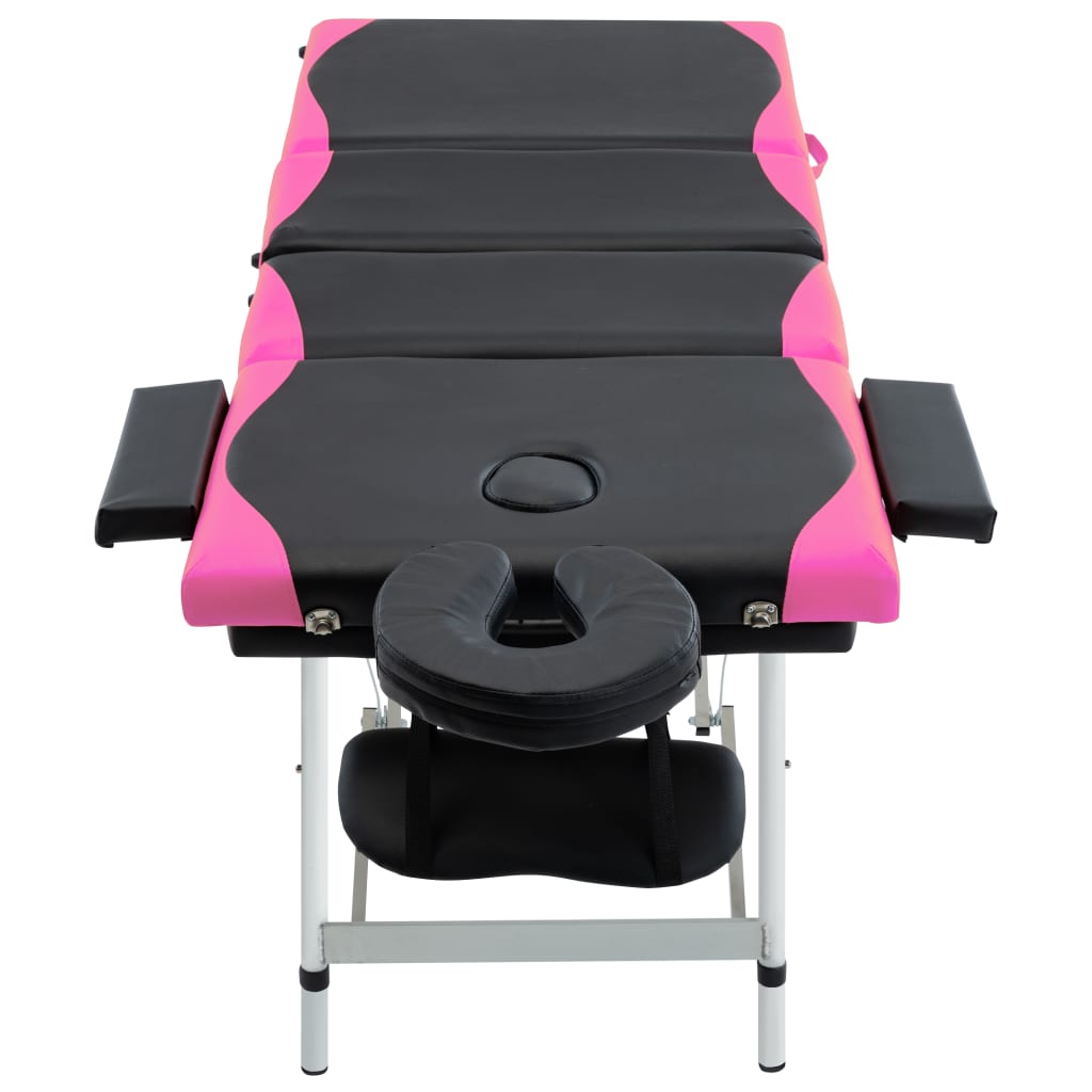 Massagetafel inklapbaar 4 zones aluminium zwart en roze is nu te koop bij PeponiXL, paradijselijk wonen!