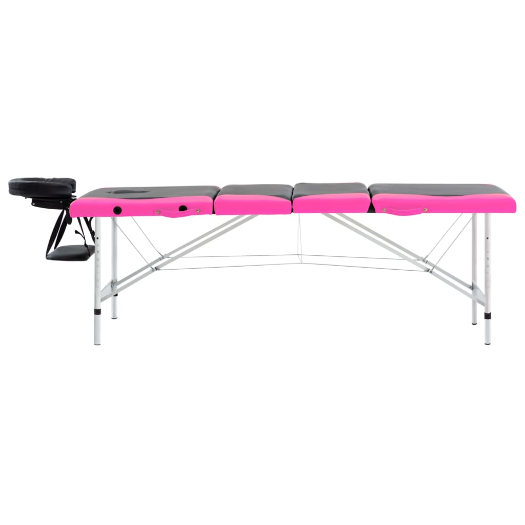 Massagetafel inklapbaar 4 zones aluminium zwart en roze is nu te koop bij PeponiXL, paradijselijk wonen!