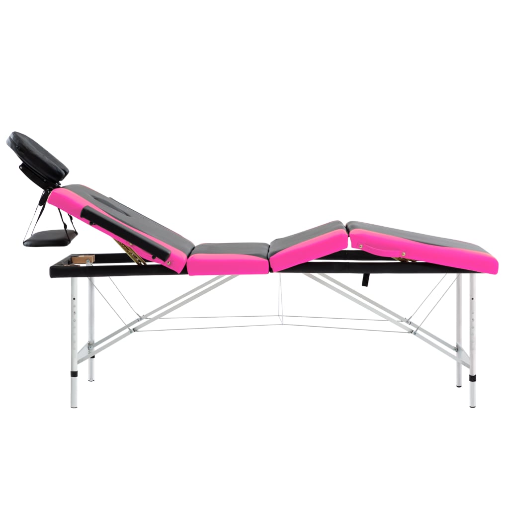Massagetafel inklapbaar 4 zones aluminium zwart en roze is nu te koop bij PeponiXL, paradijselijk wonen!