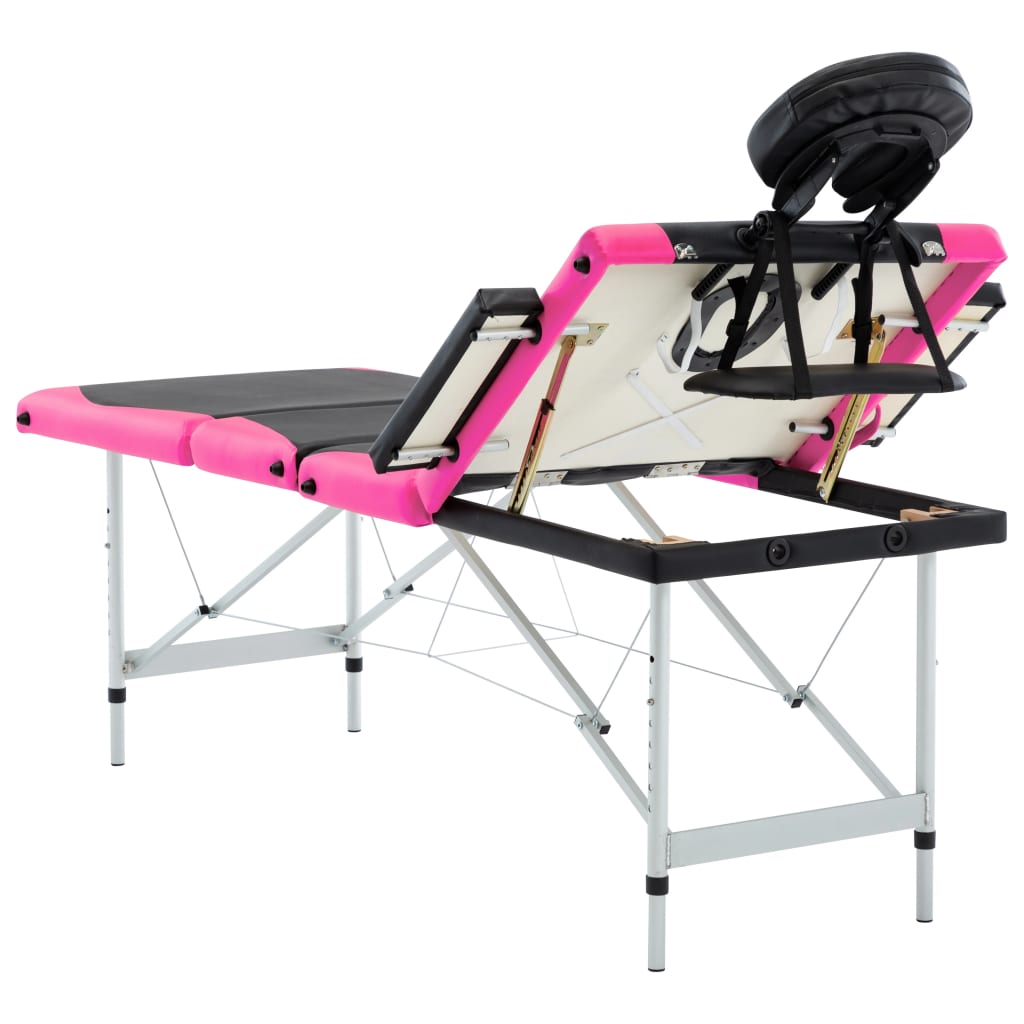Massagetafel inklapbaar 4 zones aluminium zwart en roze is nu te koop bij PeponiXL, paradijselijk wonen!