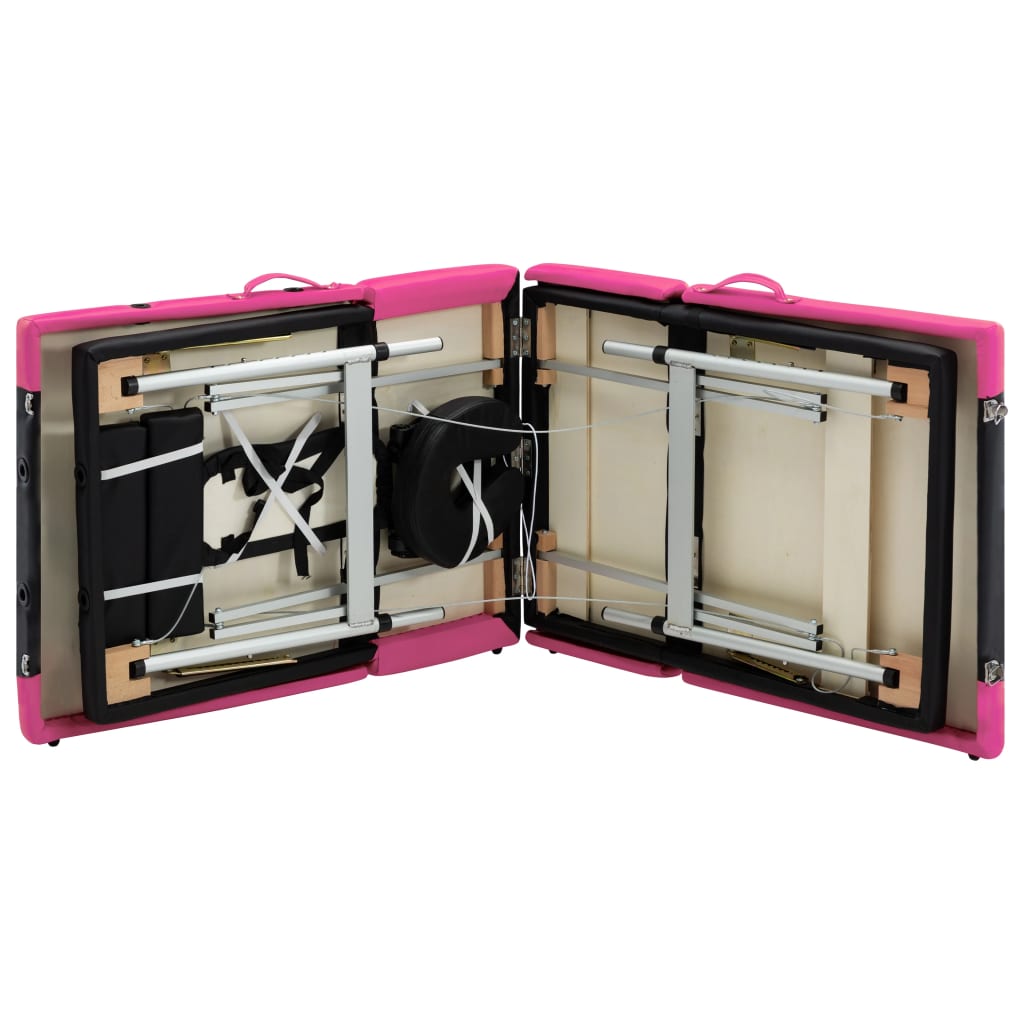 Massagetafel inklapbaar 4 zones aluminium zwart en roze is nu te koop bij PeponiXL, paradijselijk wonen!
