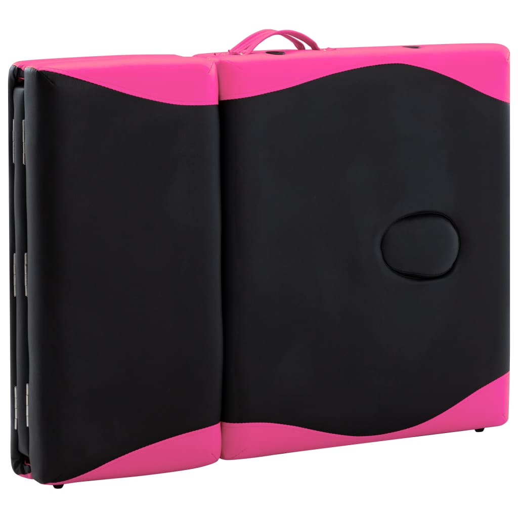 Massagetafel inklapbaar 4 zones aluminium zwart en roze is nu te koop bij PeponiXL, paradijselijk wonen!