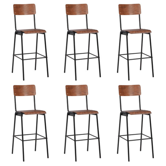 Barstoelen 6 st massief multiplex staal is nu te koop bij PeponiXL, paradijselijk wonen!