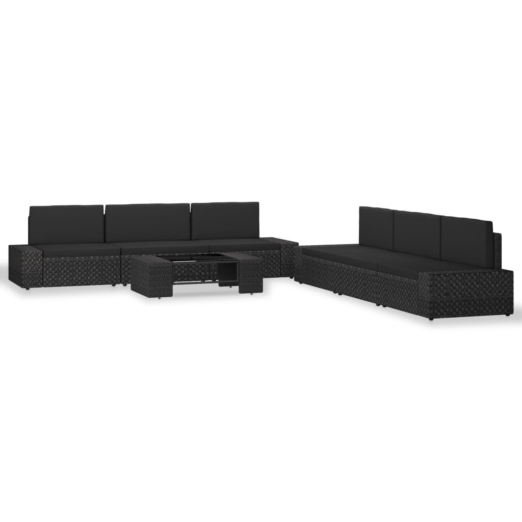 7-delige Loungeset poly rattan zwart is nu te koop bij PeponiXL, paradijselijk wonen!