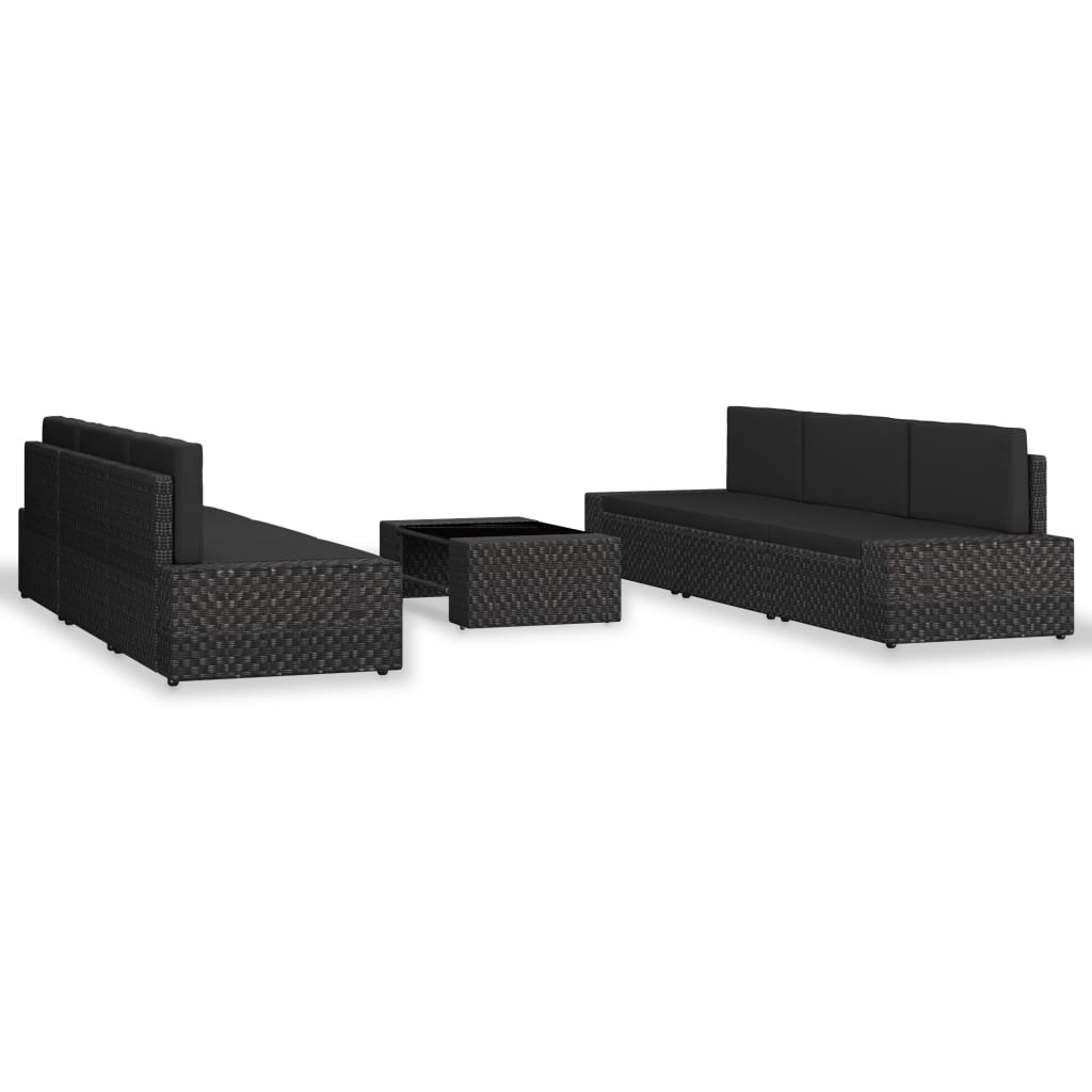 7-delige Loungeset poly rattan zwart is nu te koop bij PeponiXL, paradijselijk wonen!