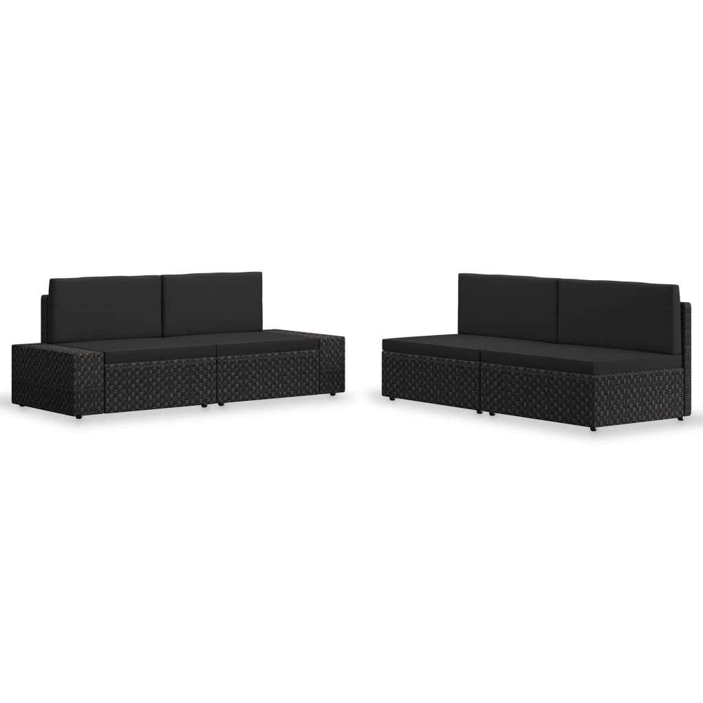 4-delige Loungeset poly rattan zwart is nu te koop bij PeponiXL, paradijselijk wonen!
