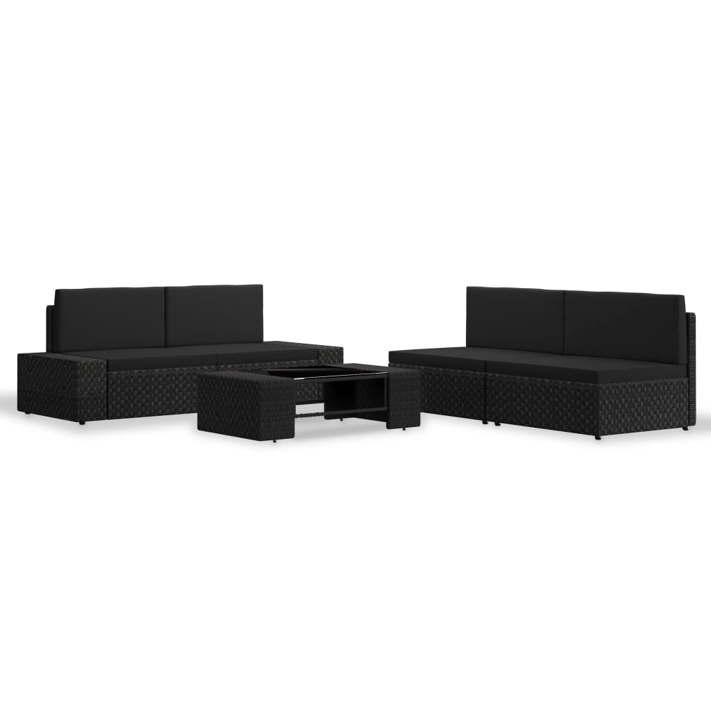 5-delige Loungeset poly rattan zwart is nu te koop bij PeponiXL, paradijselijk wonen!
