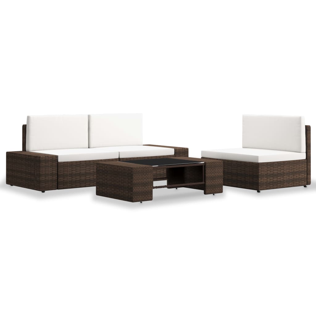 4-delige Loungeset poly rattan bruin is nu te koop bij PeponiXL, paradijselijk wonen!