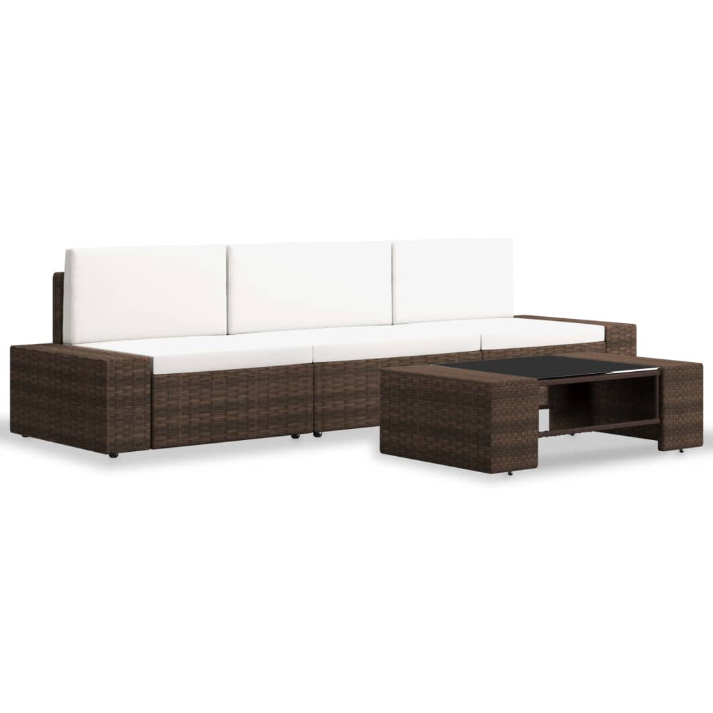 4-delige Loungeset poly rattan bruin is nu te koop bij PeponiXL, paradijselijk wonen!