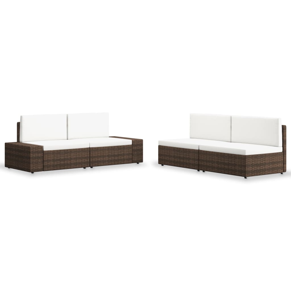 4-delige Loungeset poly rattan bruin is nu te koop bij PeponiXL, paradijselijk wonen!