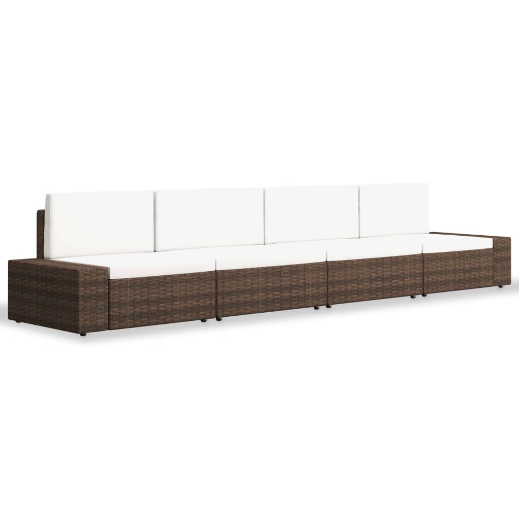 4-delige Loungeset poly rattan bruin is nu te koop bij PeponiXL, paradijselijk wonen!