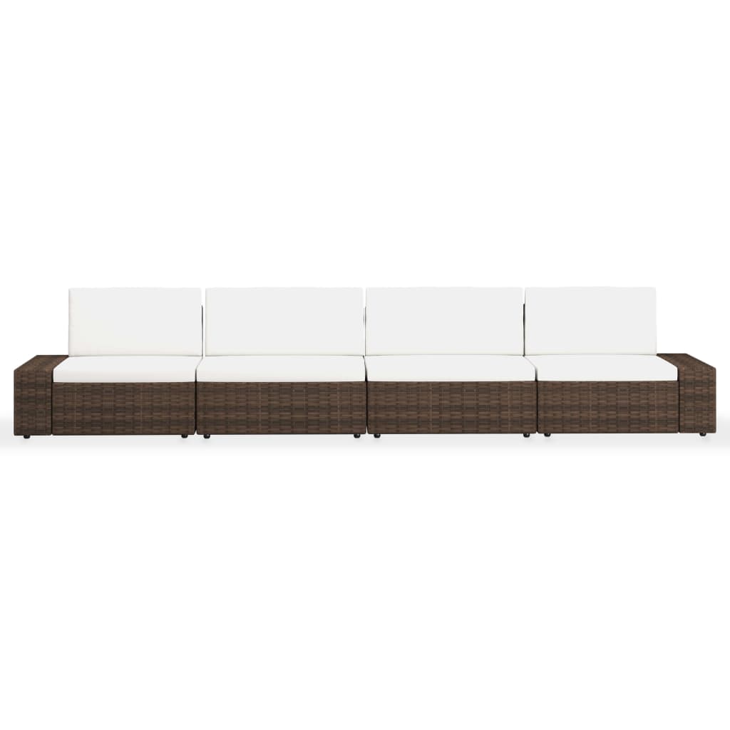 4-delige Loungeset poly rattan bruin is nu te koop bij PeponiXL, paradijselijk wonen!