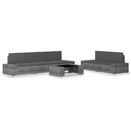 6-delige Loungeset poly rattan grijs is nu te koop bij PeponiXL, paradijselijk wonen!