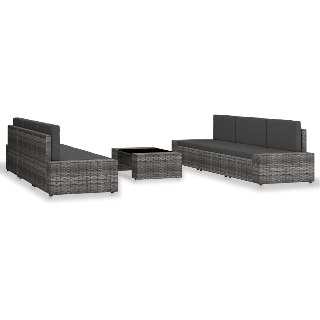 7-delige Loungeset poly rattan grijs is nu te koop bij PeponiXL, paradijselijk wonen!