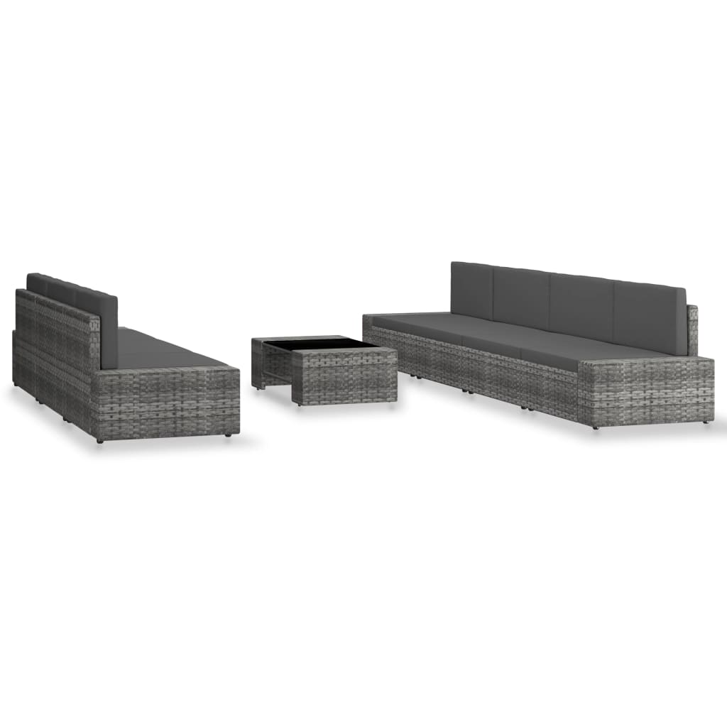 8-delige Loungeset poly rattan grijs is nu te koop bij PeponiXL, paradijselijk wonen!
