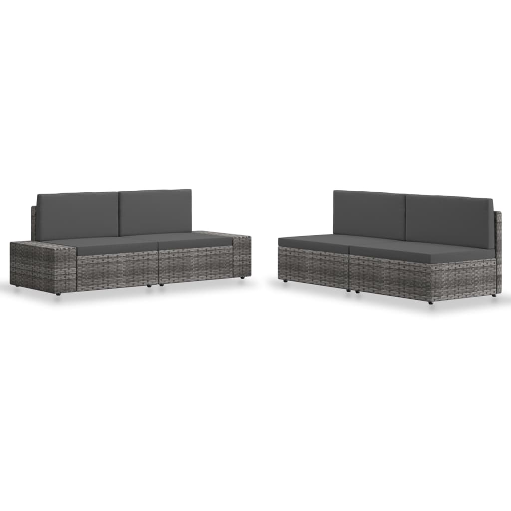4-delige Loungeset poly rattan grijs is nu te koop bij PeponiXL, paradijselijk wonen!