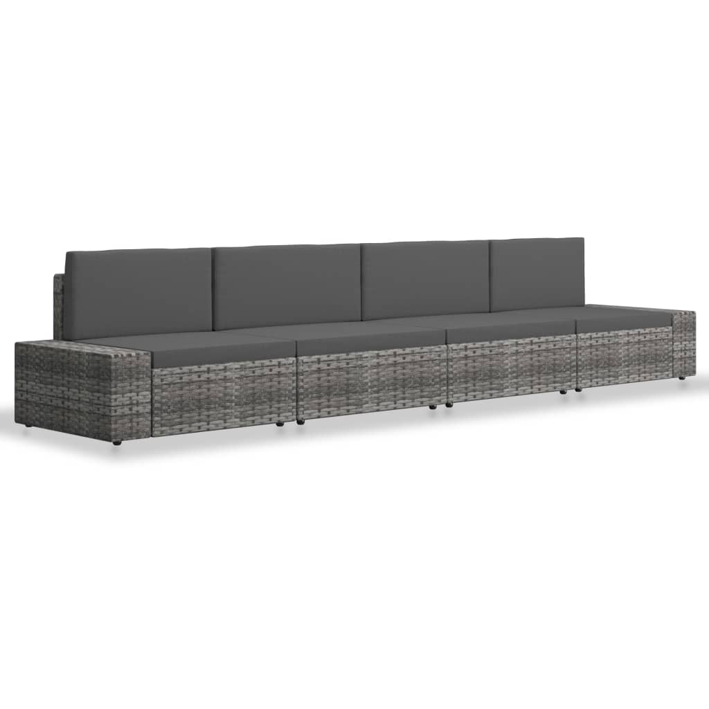 4-delige Loungeset poly rattan grijs is nu te koop bij PeponiXL, paradijselijk wonen!