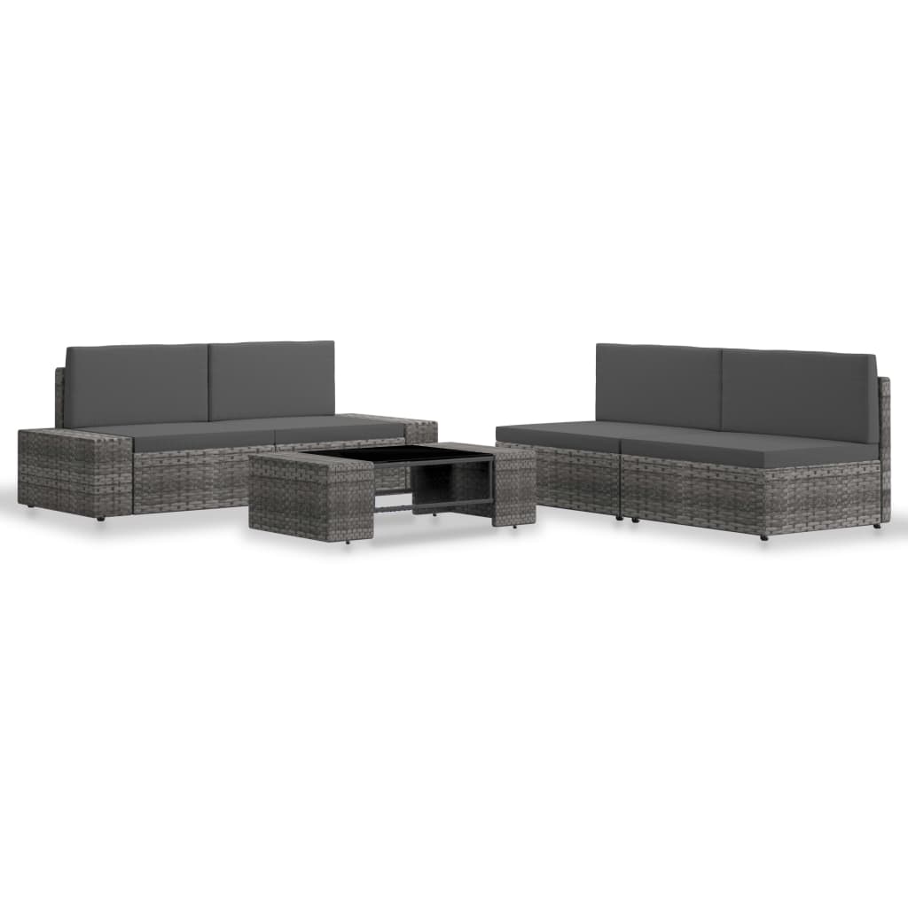 5-delige Loungeset poly rattan grijs is nu te koop bij PeponiXL, paradijselijk wonen!