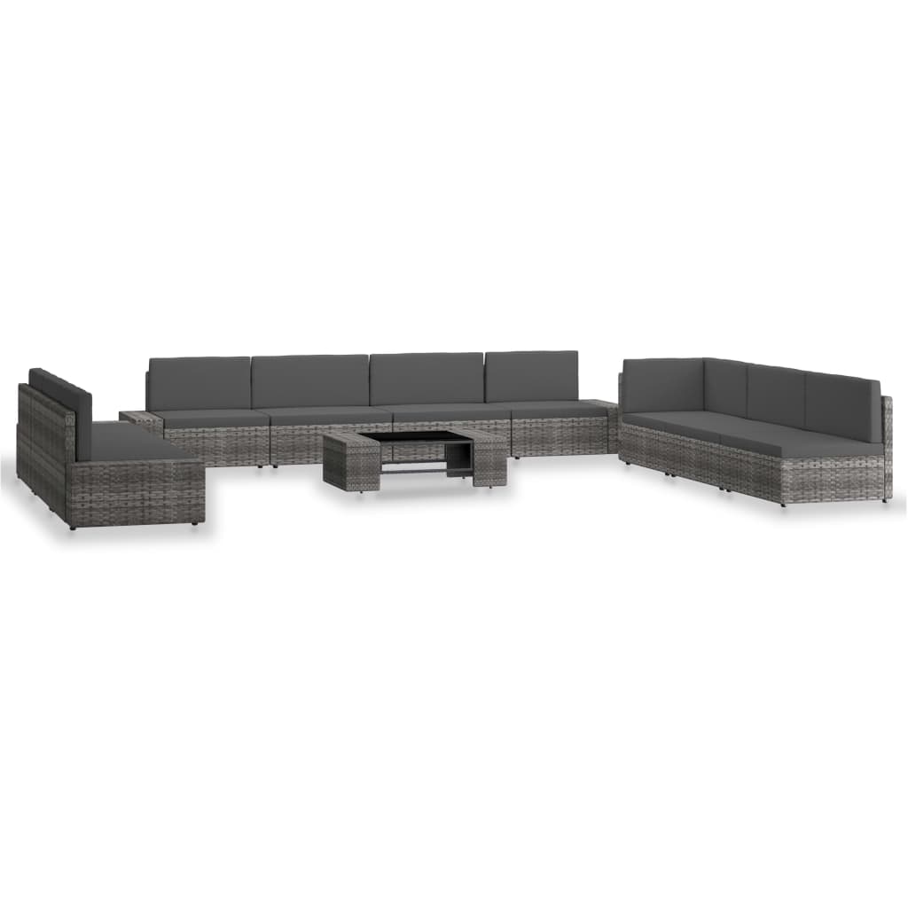 10-delige Loungeset poly rattan grijs is nu te koop bij PeponiXL, paradijselijk wonen!