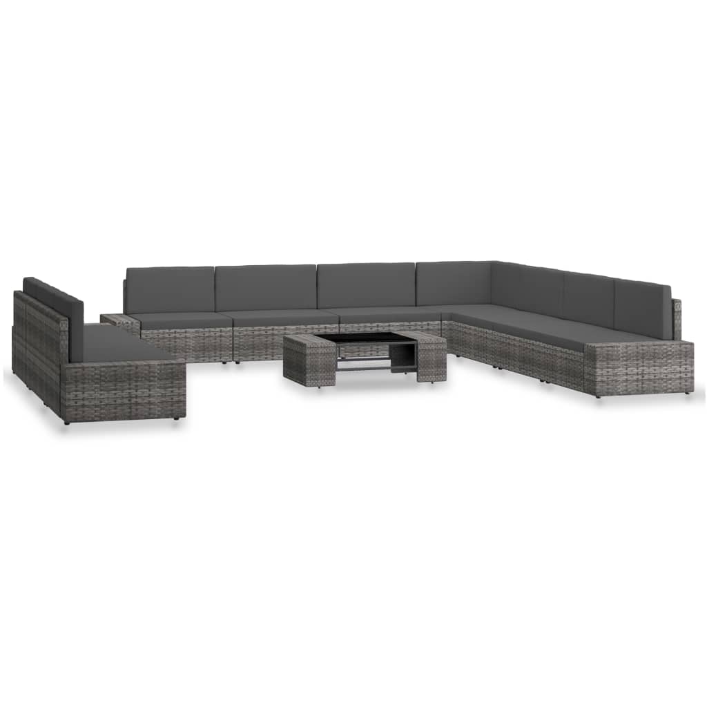 10-delige Loungeset poly rattan grijs is nu te koop bij PeponiXL, paradijselijk wonen!