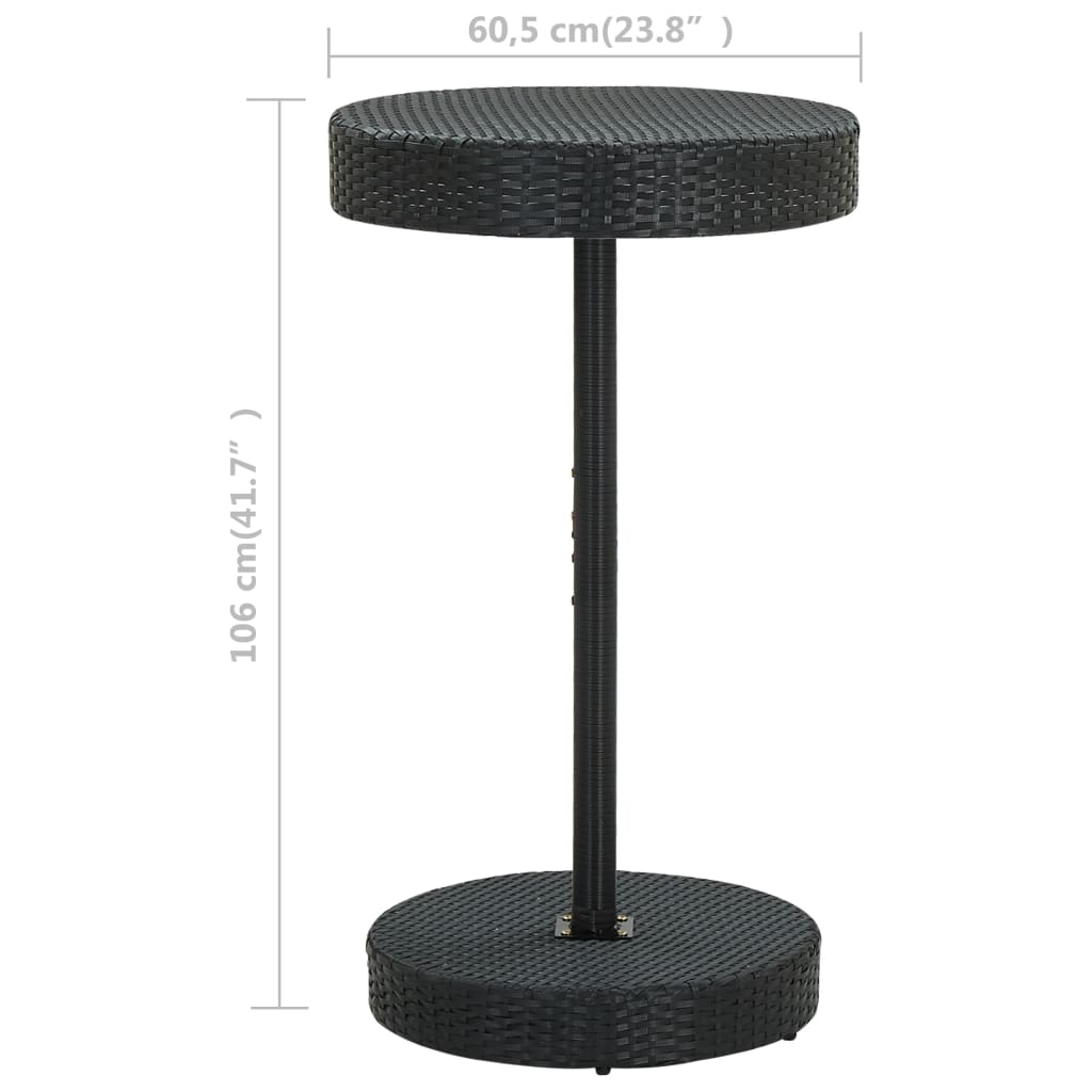 Tuintafel 60,5x106 cm poly rattan zwart is nu te koop bij PeponiXL, paradijselijk wonen!