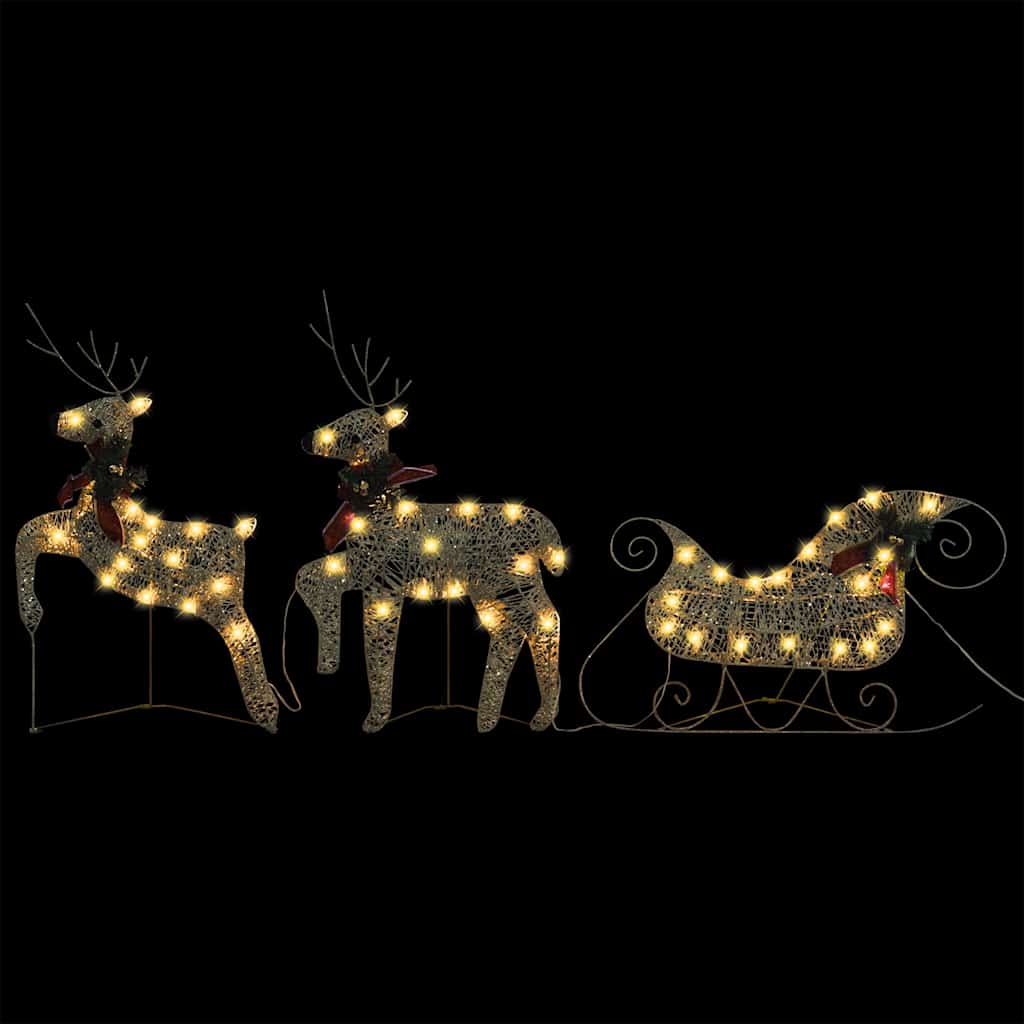 Kerstdecoratie rendieren en slee 60 LED's goudkleurig is nu te koop bij PeponiXL, paradijselijk wonen!