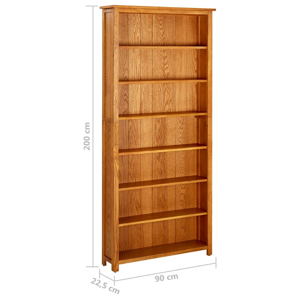 Boekenkast met 7 schappen 90x22,5x200 cm massief eikenhout is nu te koop bij PeponiXL, paradijselijk wonen!