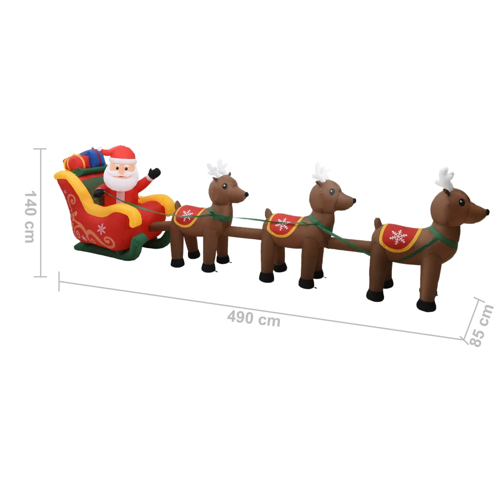 Kerstdecoratie opblaasbaar kerstman en rendieren LED 490 cm is nu te koop bij PeponiXL, paradijselijk wonen!