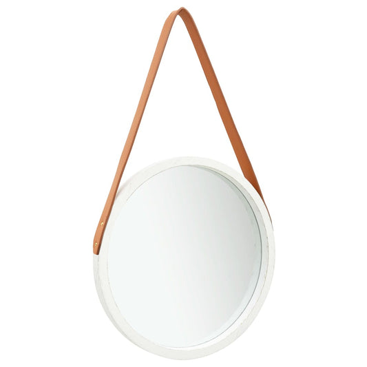 Wandspiegel met band 40 cm wit is nu te koop bij PeponiXL, paradijselijk wonen!