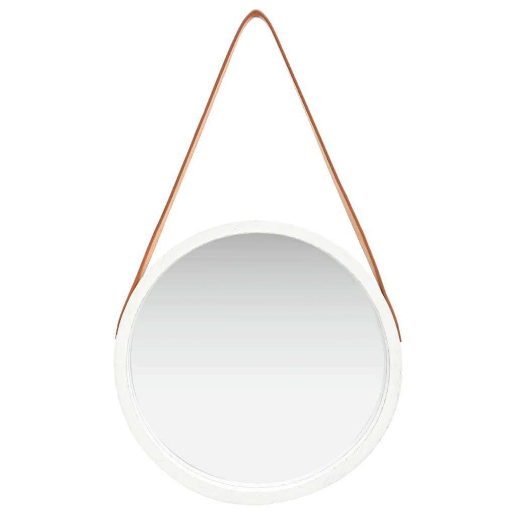 Wandspiegel met band 40 cm wit is nu te koop bij PeponiXL, paradijselijk wonen!