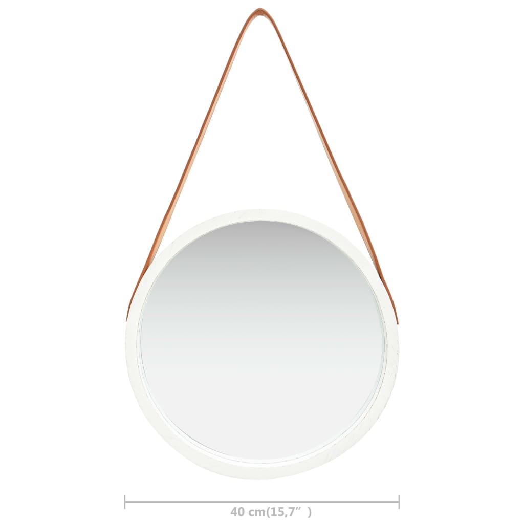 Wandspiegel met band 40 cm wit is nu te koop bij PeponiXL, paradijselijk wonen!