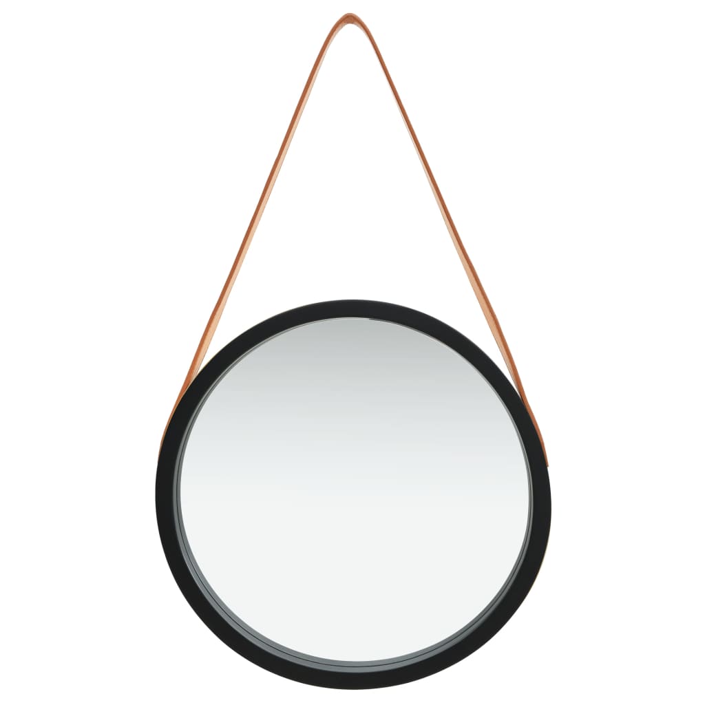 Wandspiegel met band 40 cm zwart is nu te koop bij PeponiXL, paradijselijk wonen!