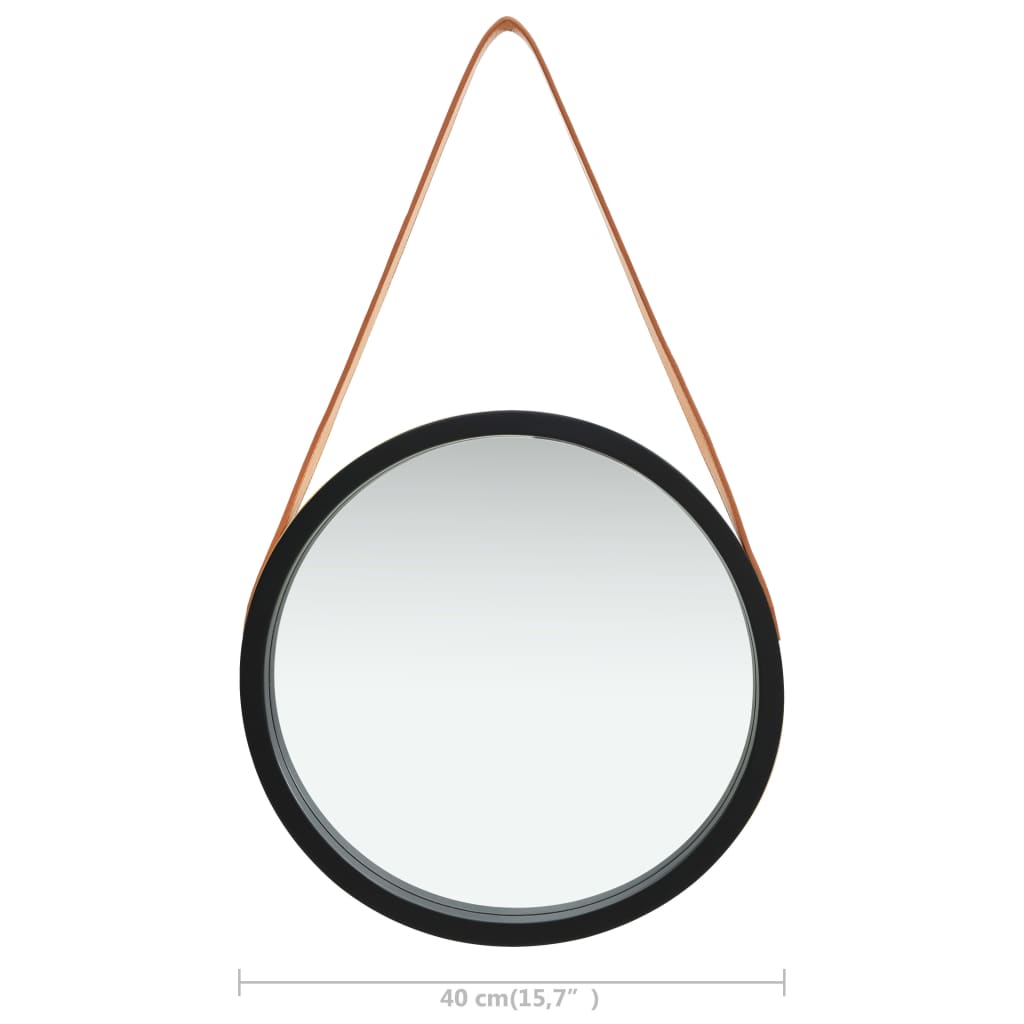 Wandspiegel met band 40 cm zwart is nu te koop bij PeponiXL, paradijselijk wonen!