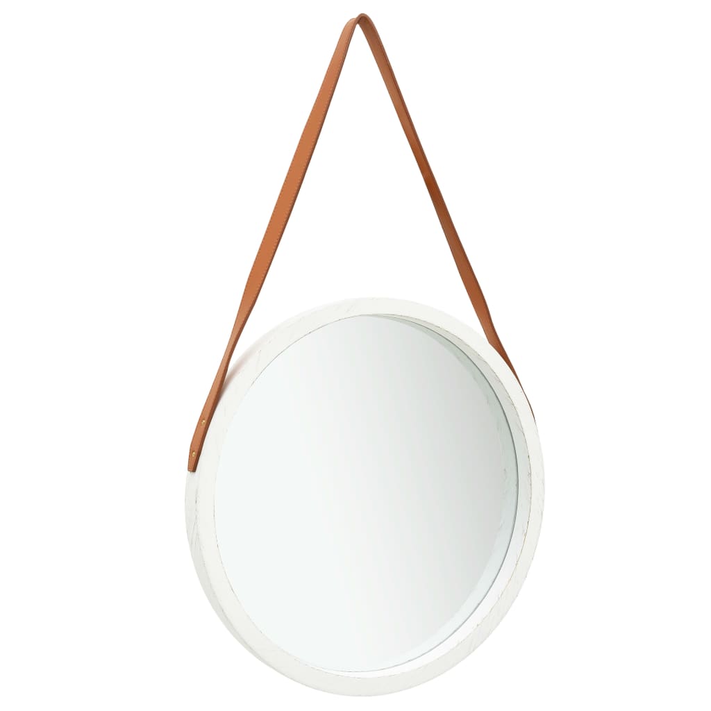 Wandspiegel met band 50 cm wit is nu te koop bij PeponiXL, paradijselijk wonen!