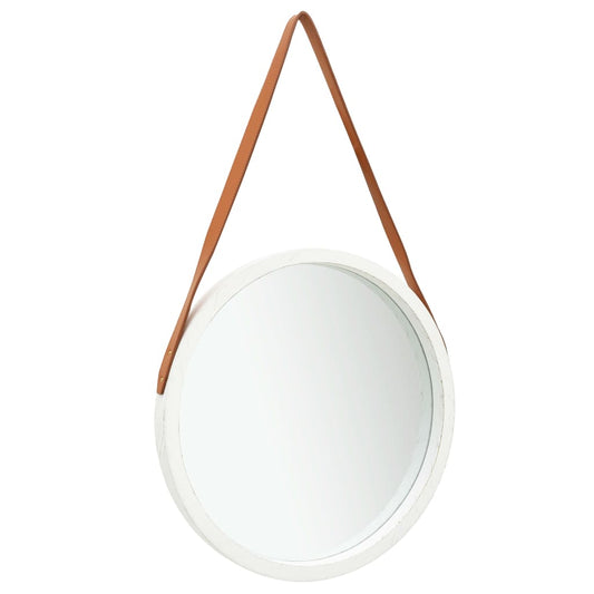 Wandspiegel met band 50 cm wit is nu te koop bij PeponiXL, paradijselijk wonen!