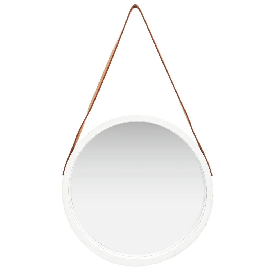 Wandspiegel met band 50 cm wit is nu te koop bij PeponiXL, paradijselijk wonen!