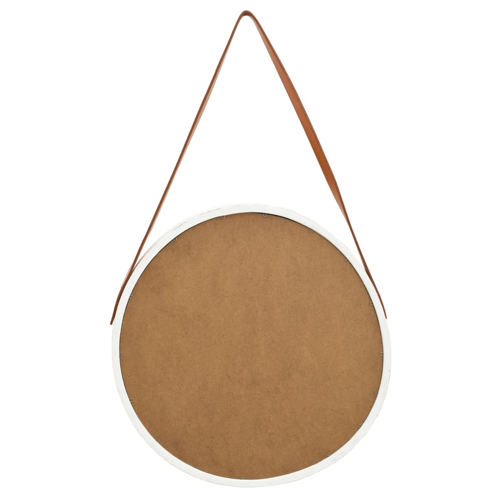 Wandspiegel met band 50 cm wit is nu te koop bij PeponiXL, paradijselijk wonen!